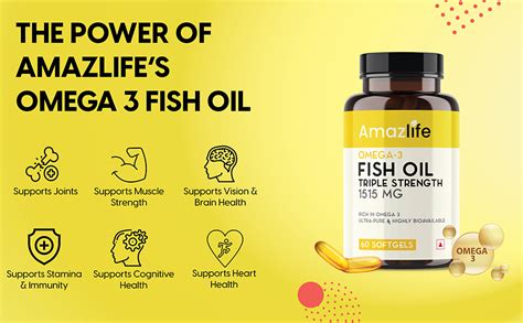 Amazlife Omega 3 Fish Oil- Triple Strength 1515 MG- Supports Brain ...
