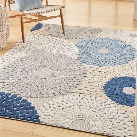Nourison Aloha 6 X 9 (ft) Blue/Grey Indoor/Outdoor Medallion Tropical ...