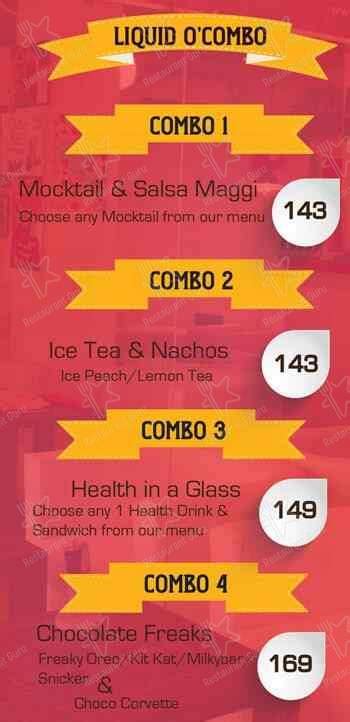 Menu at Liquid, Chennai, 1