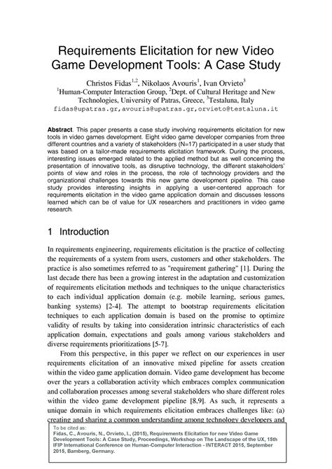 2015 (c201)Requirements Elicitation for new Video Game Development ...