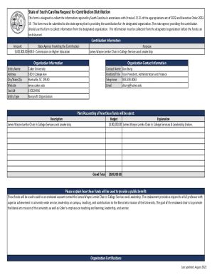 Fillable Online che sc Appropriations Disbursement Request form Fax ...