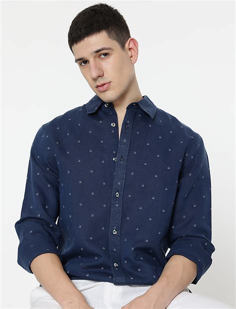 Buy Linen Rich Minimal Dotted Print Shirt at Marks & Spencer