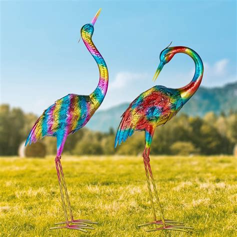 Buy Kircust Crane Garden Sculptures and Statues, Metal Heron Decoy ...