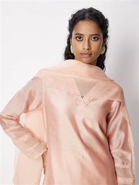 Buy V-Neck Lace Kurta | Ladies Kurta Online : Ancestry