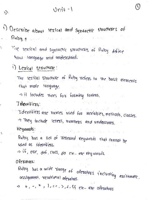 Unit 1: Scripting Language Notes - Lexical and Syntactic Structures ...