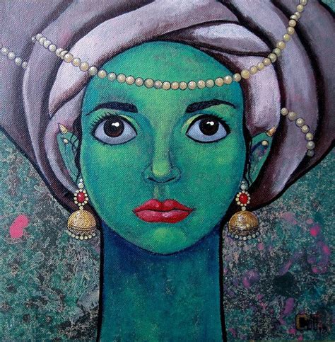 "Girl With Beautiful Eyes": Green Acrylic Painting by Suruchi Jamkar ...