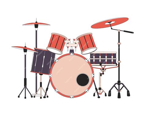 Premium Vector | Drum set 2D linear cartoon object Musical percussion instrument isolated line ...