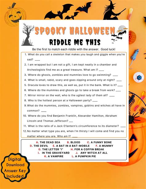 Printable Halloween Riddles For Kids - FREE Printable A-Z