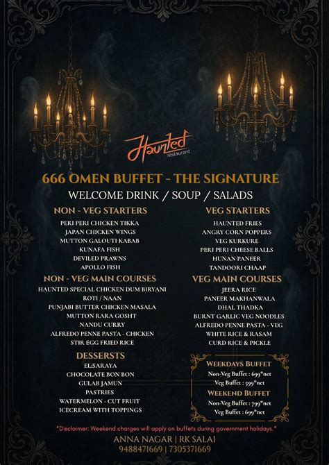 Menu at Haunted Restaurant, Chennai, 23