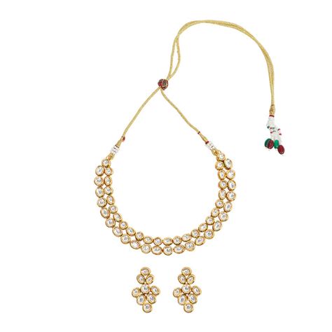 Dual Layer Kundan Studded Necklace Set – VOYLLA