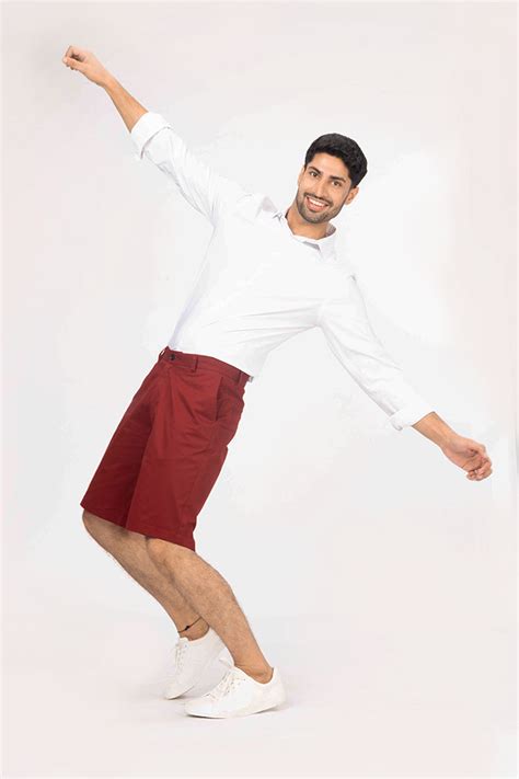 Buy Cherry Red Stretch Chino Shorts For Men Online
