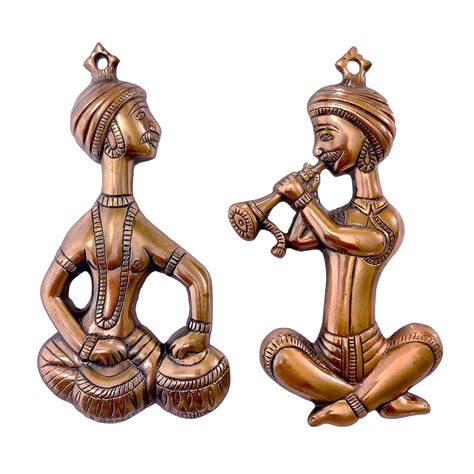 THE ART BOX Black Metal Rajasthani Musician Set Wall Hanging Metal ...