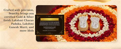 Lakshmi Charan Paduka - Gold & Silver Plated - Svastika