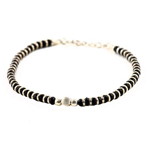 92.5 Sterling Silver Nazariya Bracelet with Black Crystals for Women