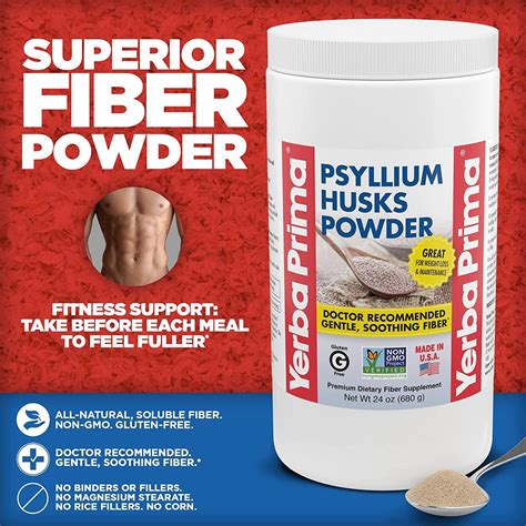 Yerba Prima Psyllium Husks Powder - 24 oz (Pack of 2) - Natural Fiber ...