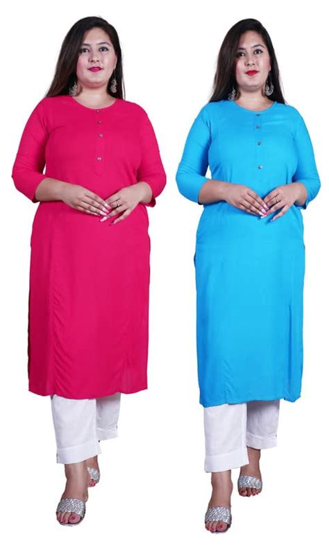Buy LABASANA Rayon Combo Pack Solid Kurti's for Women's |Pack of 2 ...