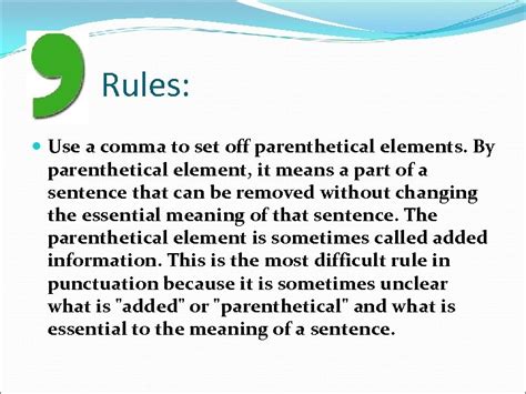 Image result for Parenthesis Comma Rule