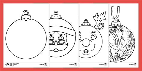 Large Christmas Baubles Colouring Pages - Primary Resources