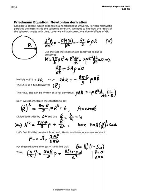 Friedmann Equation: Newtonian derivation - Astronomy