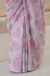 Buy Pink Silk, Organza Soft Caress Flower Print Saree For Women by ...
