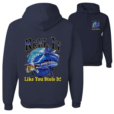 Reel It Like You Stole it Fish Lovers FRONT AND BACK Mens Hoodies, Navy ...