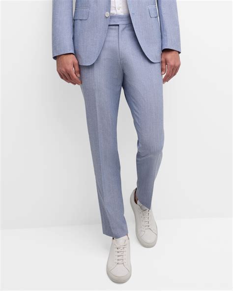 BOSS Men's Slim Cotton Flat-Front Pants | Neiman Marcus