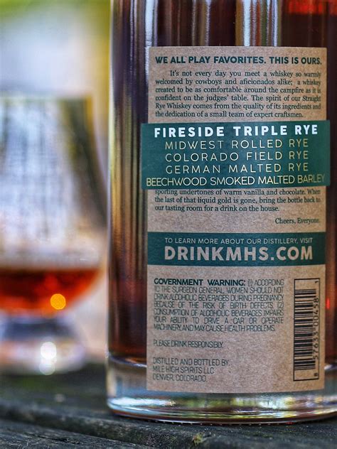 Mile High Spirits Fireside Single Barrel Rye Whiskey (6 Years Old ...