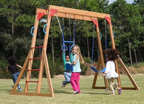 Amazon.com: Dolphin Playground Wood Swing Sets for Backyard with Monkey ...