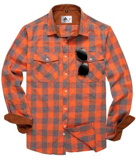SWISSWELL Men's Flannel Shirts Cotton Long Sleeve Shirt Casual Button ...