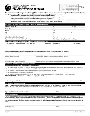 UCF Transient Student Approval Form - Blank Fillable Template | Fill ...