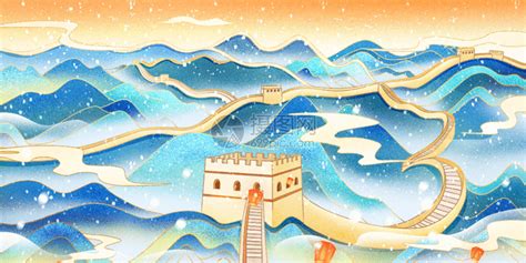 国潮鎏金中国新年首都北京万里长城GIF动图图片-正版gif素材401887784-摄图网