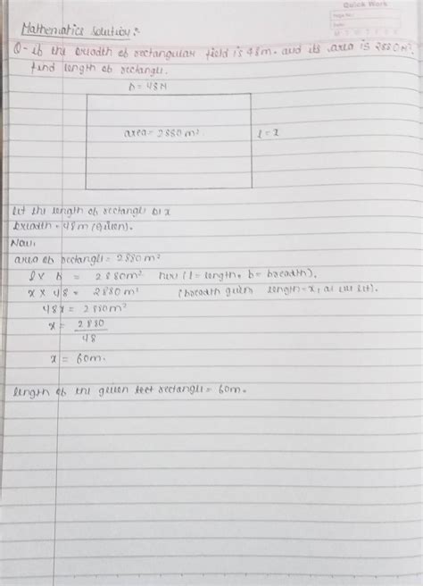 if the breadth of a rectangular field is 48m and its area is2880 square ...