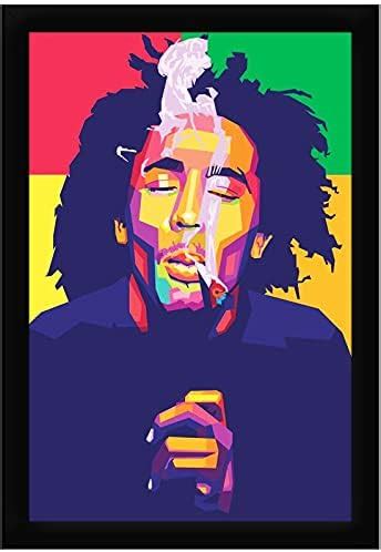 Braj Art Gallery Bob Marley Psychedelic Jamaican Colors Photo Frame ...
