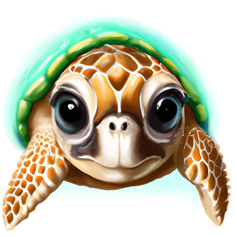 Cute Cartoon Baby Sea Turtle