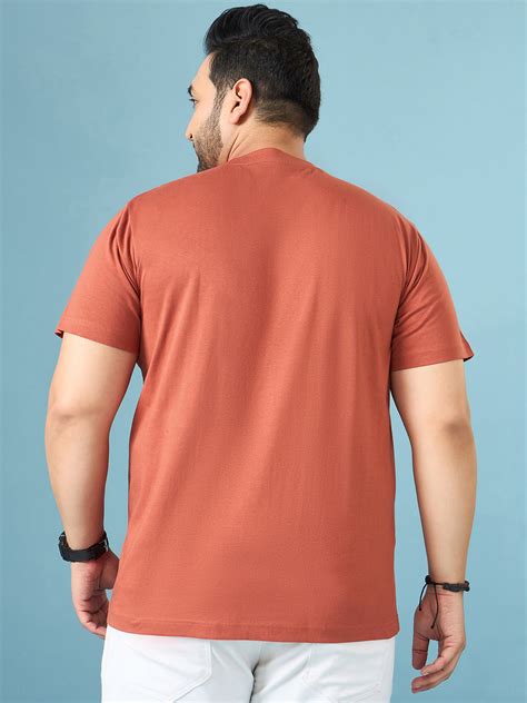 Men Plus Size Aloha Brown Printed Round Neck Tshirt – bigbanana