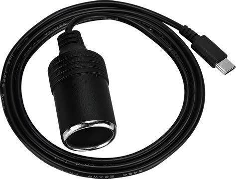 Amazon.com: 12V USB Type-C Male Plug to Car Cigarettes Adapter Female ...