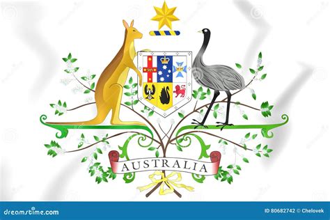 Australia Coat of Arms stock illustration. Illustration of waving ...