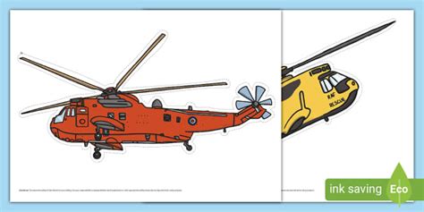 Rescue Helicopter Display Cut-Outs (teacher made) - Twinkl