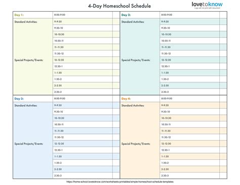 Free Printable Homeschool Schedule Templates [PDF, Word, Excel]