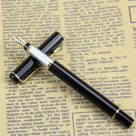 Gold Leaf 801 Black Fountain Pen With 5pcs Black Ink Cartridges Set Of ...