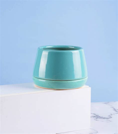 Ciel Ceramic Pots Combo in Teal and Peach Color – Nurturing Green