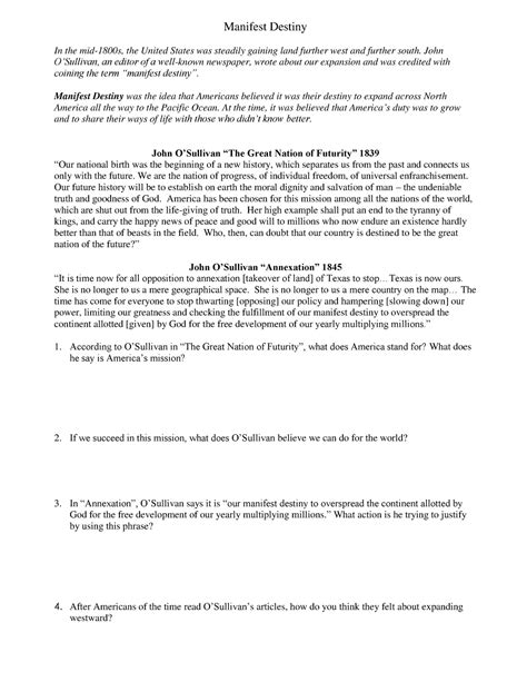 Manifest Destiny - John O’Sullivan, an editor of a well-known newspaper ...