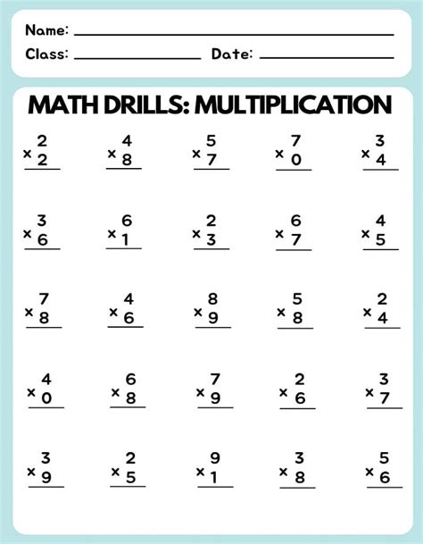 Image result for Basic Math Multiplication Worksheets