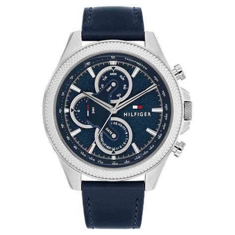 Buy Online Tommy Hilfiger Quartz Multifunction Blue Dial Blue Leather ...