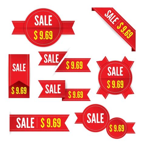 Setzen Sie rote Preisschild | Premium Vektor