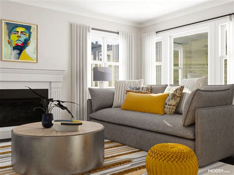 gray mustard living room
