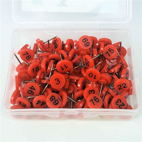 Buy Shop Numbered Push Pin Tacks | Contains 100 Sequential Pins Red ...