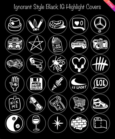 Ignorant Style Black Instagram Highlight Covers - Symbol Highlight Icons