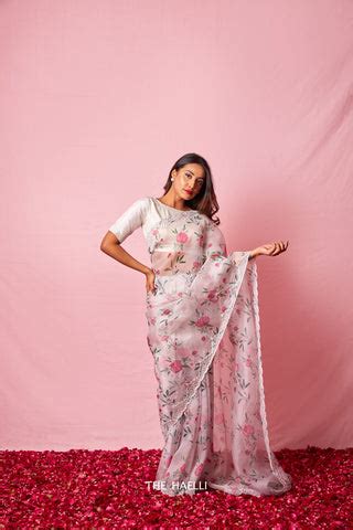 Rumi White Organza Silk Saree – The Haelli