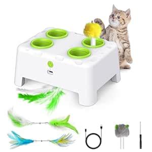 Buy Bolpetizo Interactive Cat Toys, 2-in-1 Automatic Cat Toy, 4 Holes ...